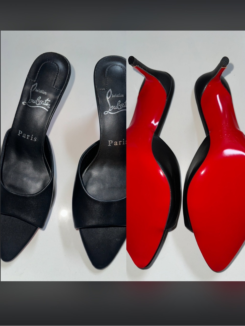 Source Unknown Black Heeled Mules with Red Soles fits like a 7 1/2